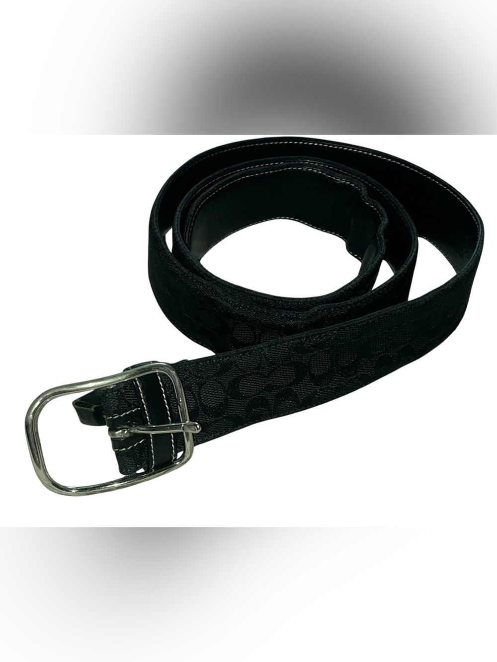 Coach Vintage Signature Jacquard Belt with Silver Buckle